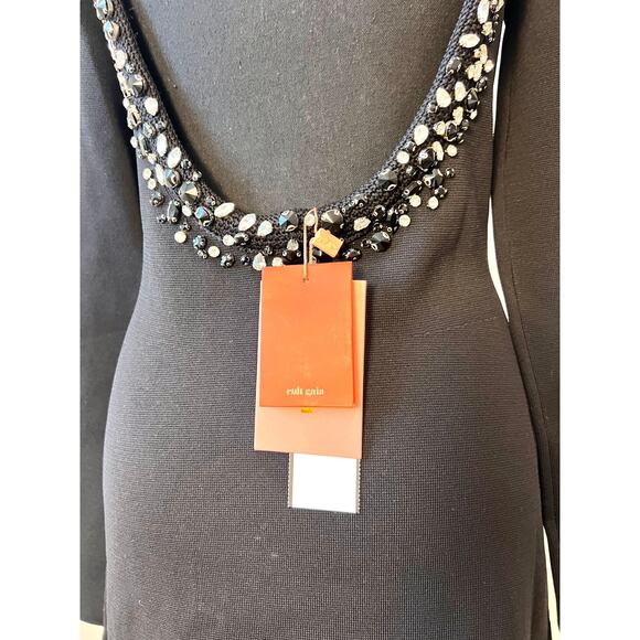 Cult Gaia Eleanora Embellished Midi Dress in Black Size XS Knit Beaded Backless - Picture 8 of 8